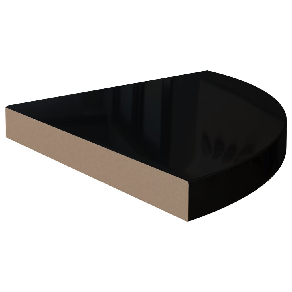 Scaffali Angolari a Parete 2 pz Nero Lucido 35x35x3,8 cm MDF