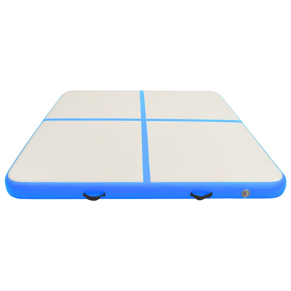 Tappetino Ginnastica Gonfiabile con Pompa 200x200x15cm PVC Blu