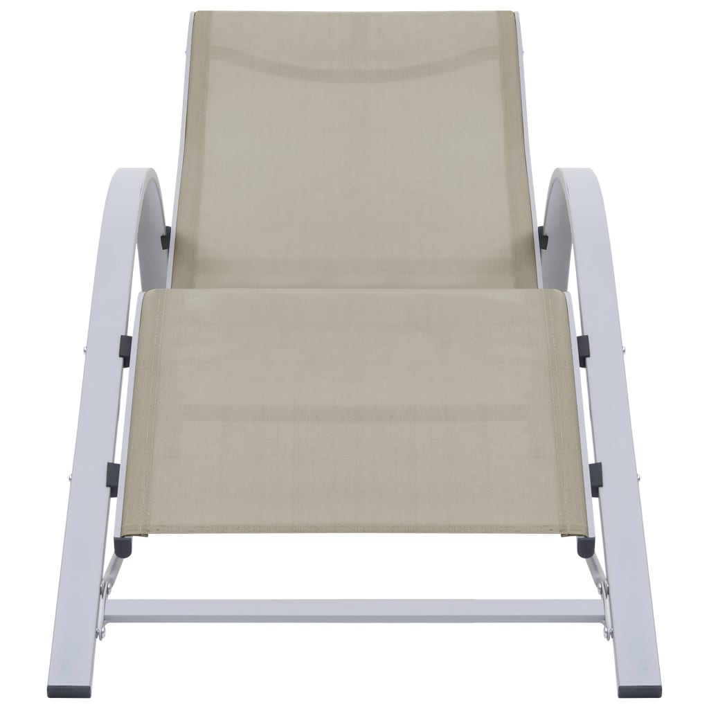 Lettini Prendisole con Tavolino 2 pz in Alluminio Crema