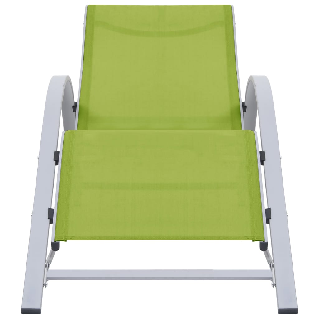 Lettini Prendisole con Tavolino 2 pz in Alluminio Verde