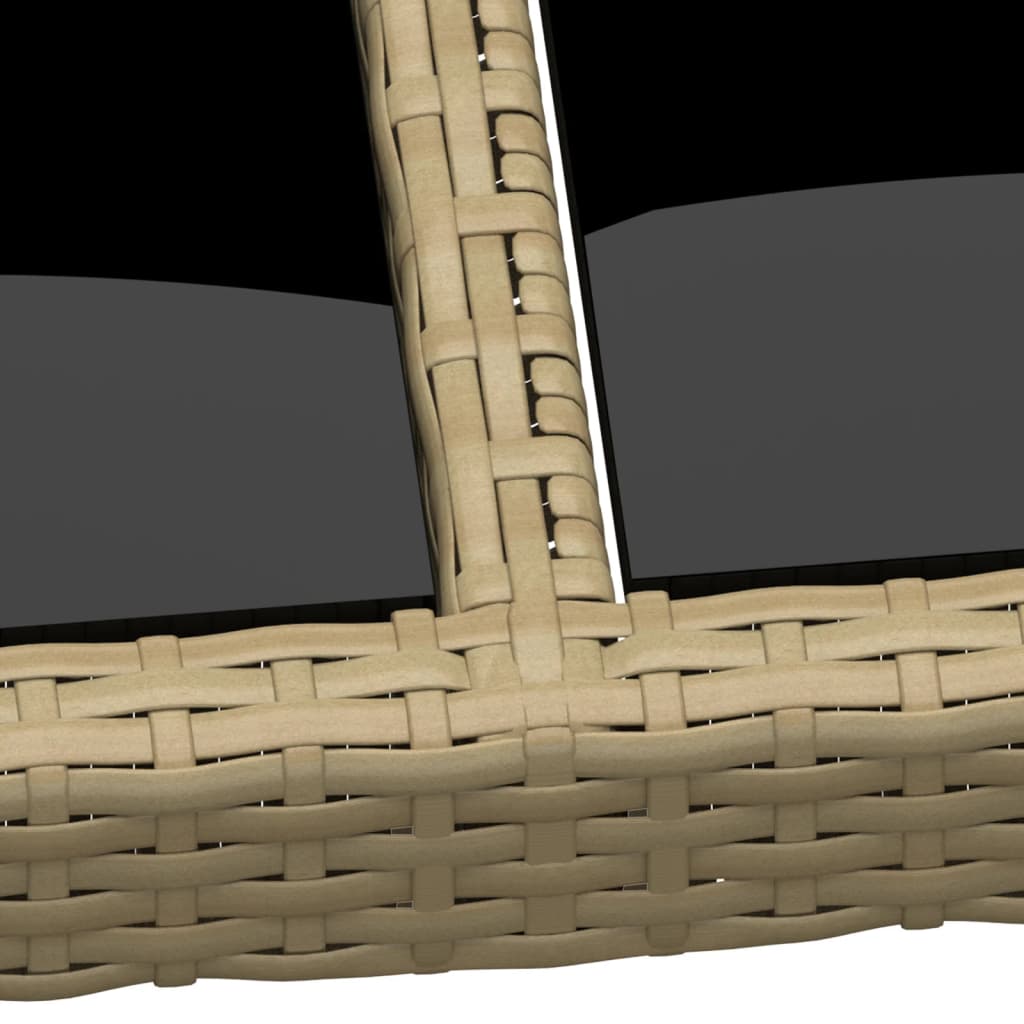 Tavolo Giardino 190x90x75 cm Vetro Temperato e Polyrattan Beige