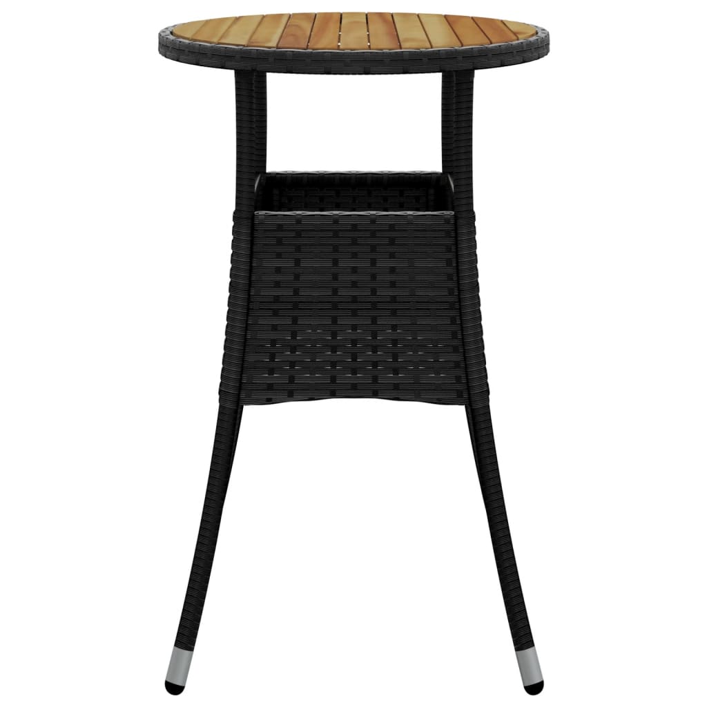 Tavolo Giardino Ø60x75 cm Massello Acacia e Polyrattan Nero