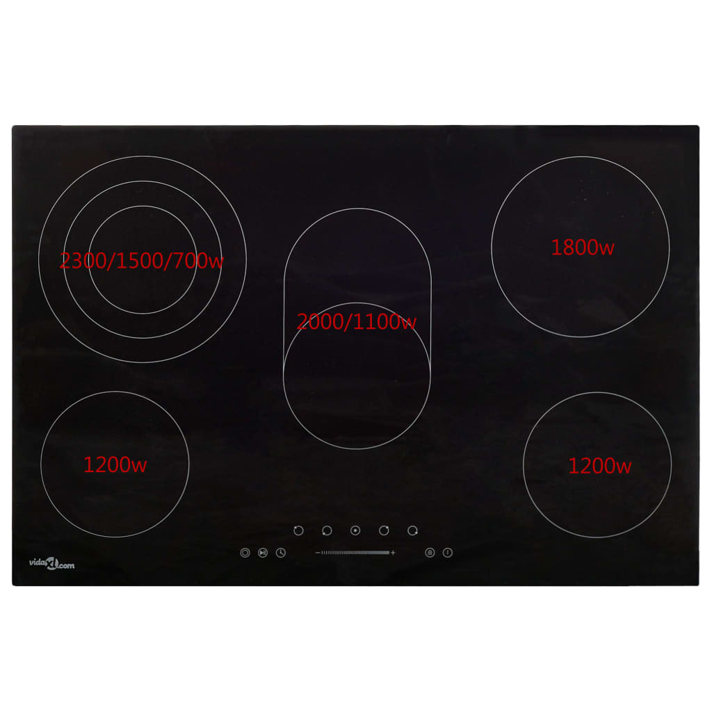 Piano Cottura in Ceramica 5 Zone e Controlli Touch 90 cm 8500 W