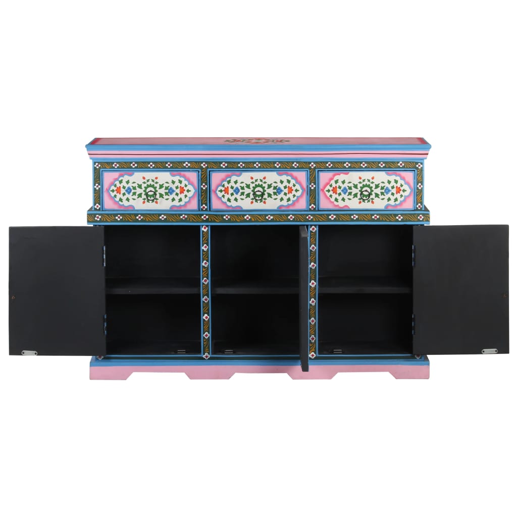 Credenza Dipinta a Mano Multicolore 110x30x76 cm Mango Massello