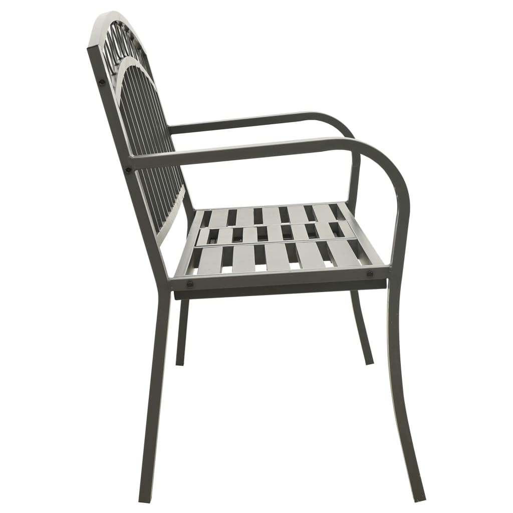 Panchina da Giardino con Tavolo 125 cm in Acciaio Grigia