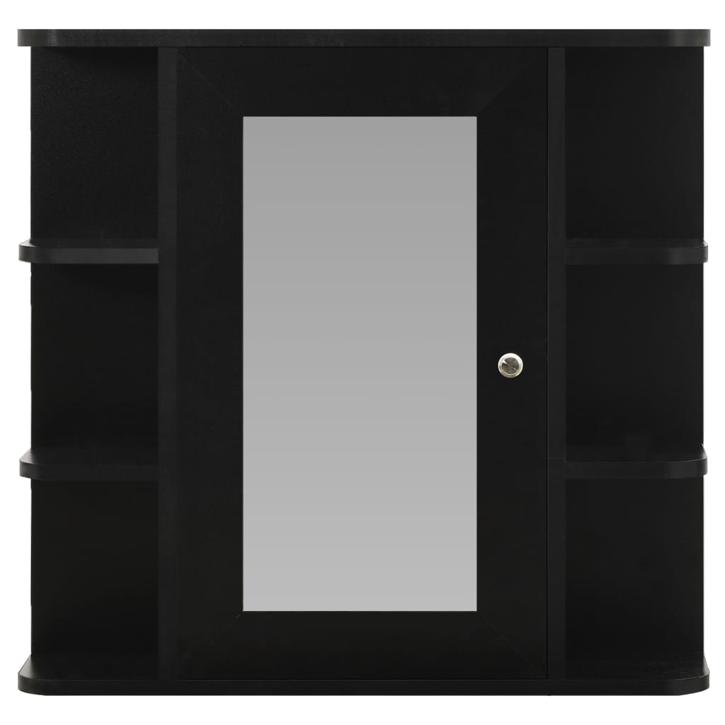 Armadietto a Specchio Nero 66x17x63 cm in MDF