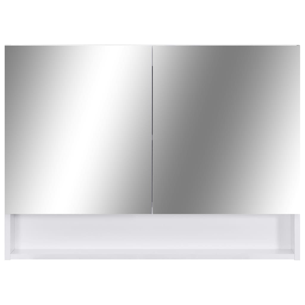 Armadietto a Specchio con LED Bianco 80x15x60 cm in MDF