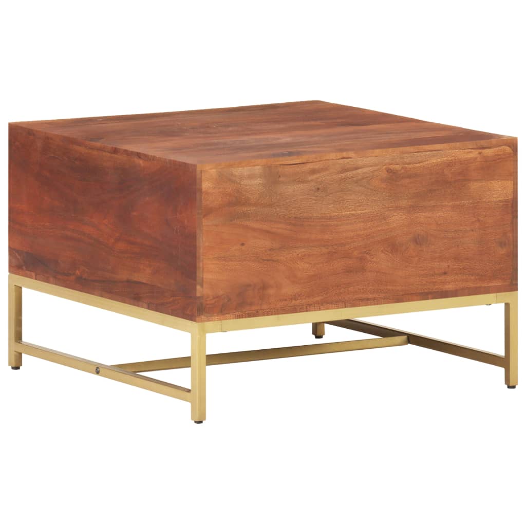 Tavolino Salotto Marrone ambra 67x67x45cm Legno Massello Acacia