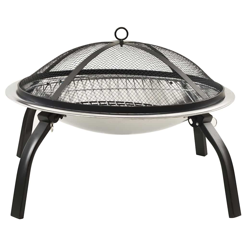 Braciere e Barbecue 2in1 e Attizzatoio 56x56x49cm Acciaio Inox