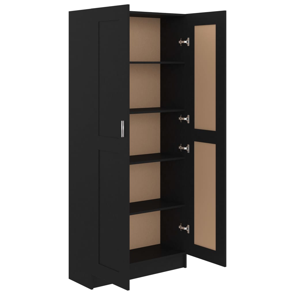 Libreria Nera 82,5x30,5x185,5 cm in Legno Multistrato