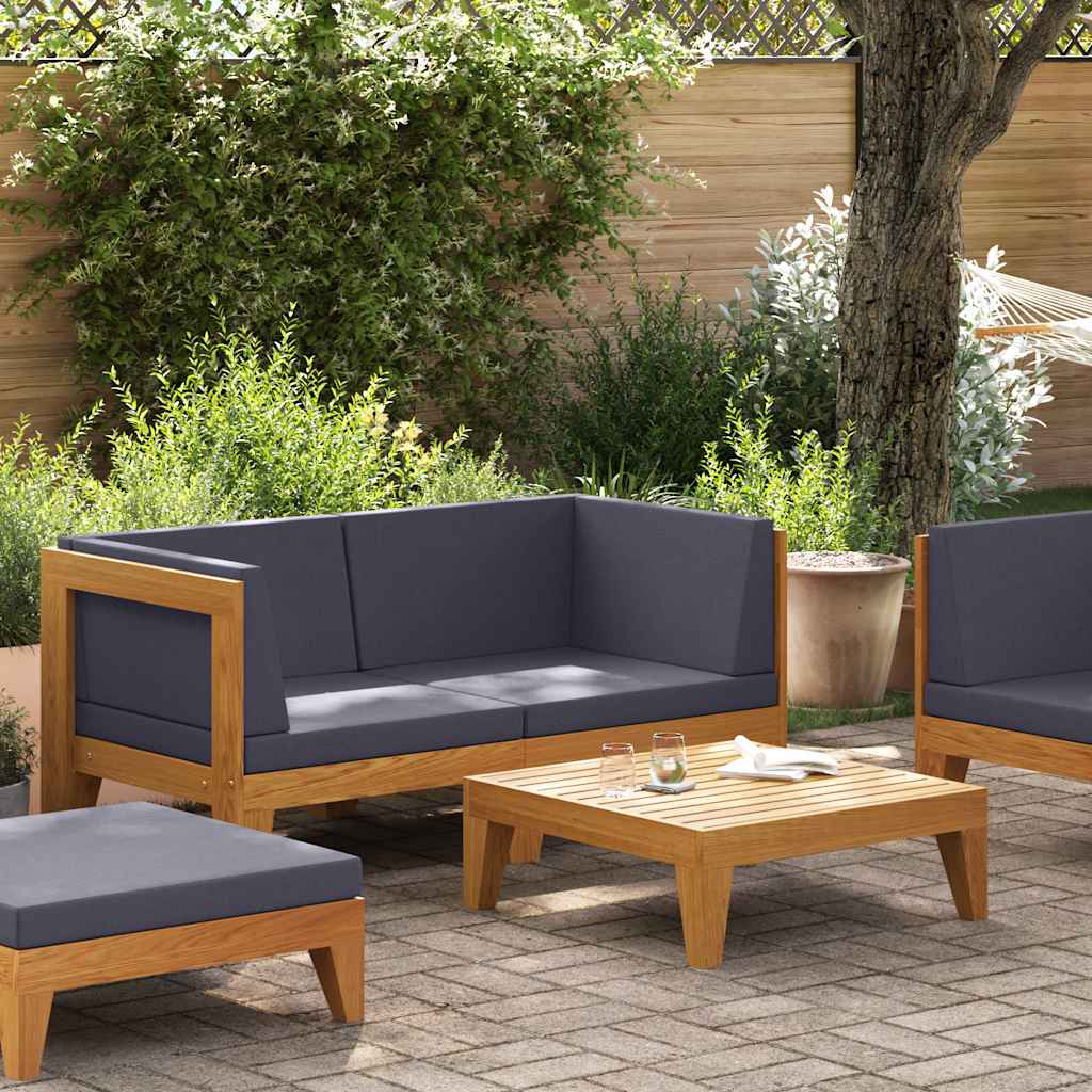 Set Divani da Giardino 2 pz con Cuscini in Massello di Acacia