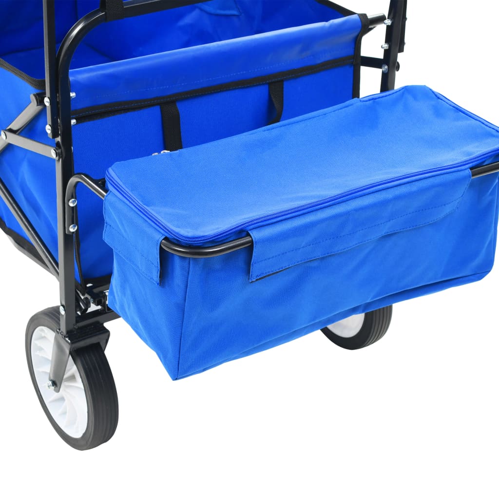 Carrello Pieghevole a Mano con Tettuccio in Acciaio Blu