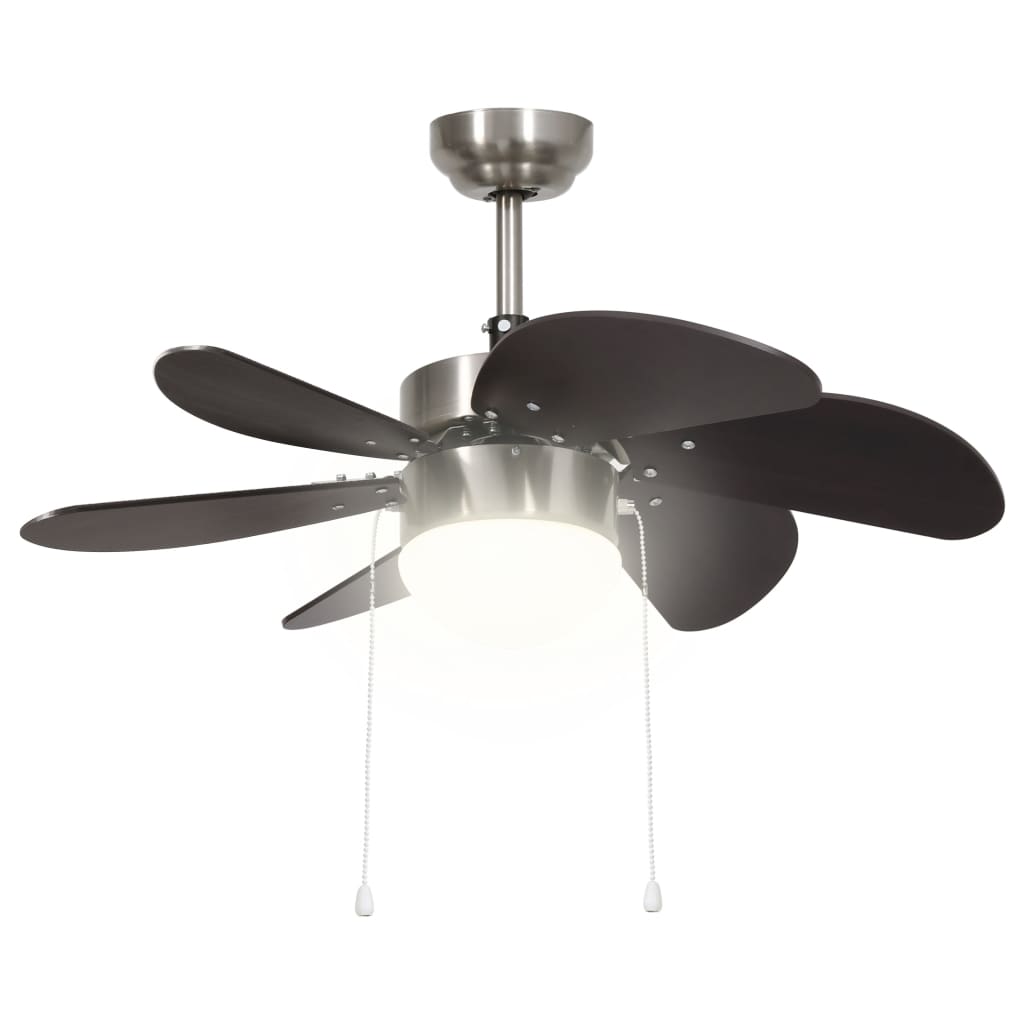Ventilatore da Soffitto con Luce 76 cm Marrone Scuro