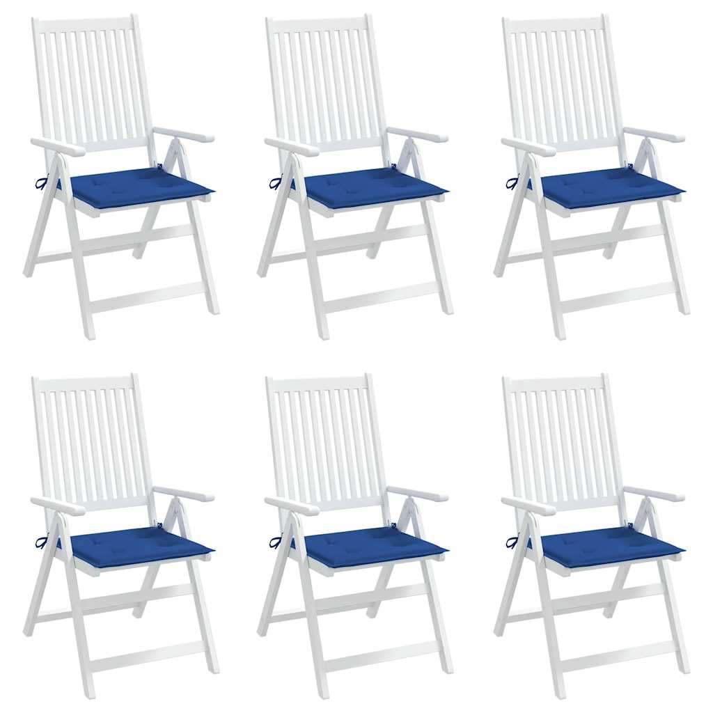 Cuscini per Sedia 6 pz Blu Reale 40x40x3 cm in Tessuto Oxford