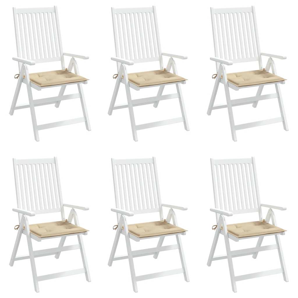 Cuscini per Sedia 6 pz Beige 50x50x3 cm in Tessuto Oxford