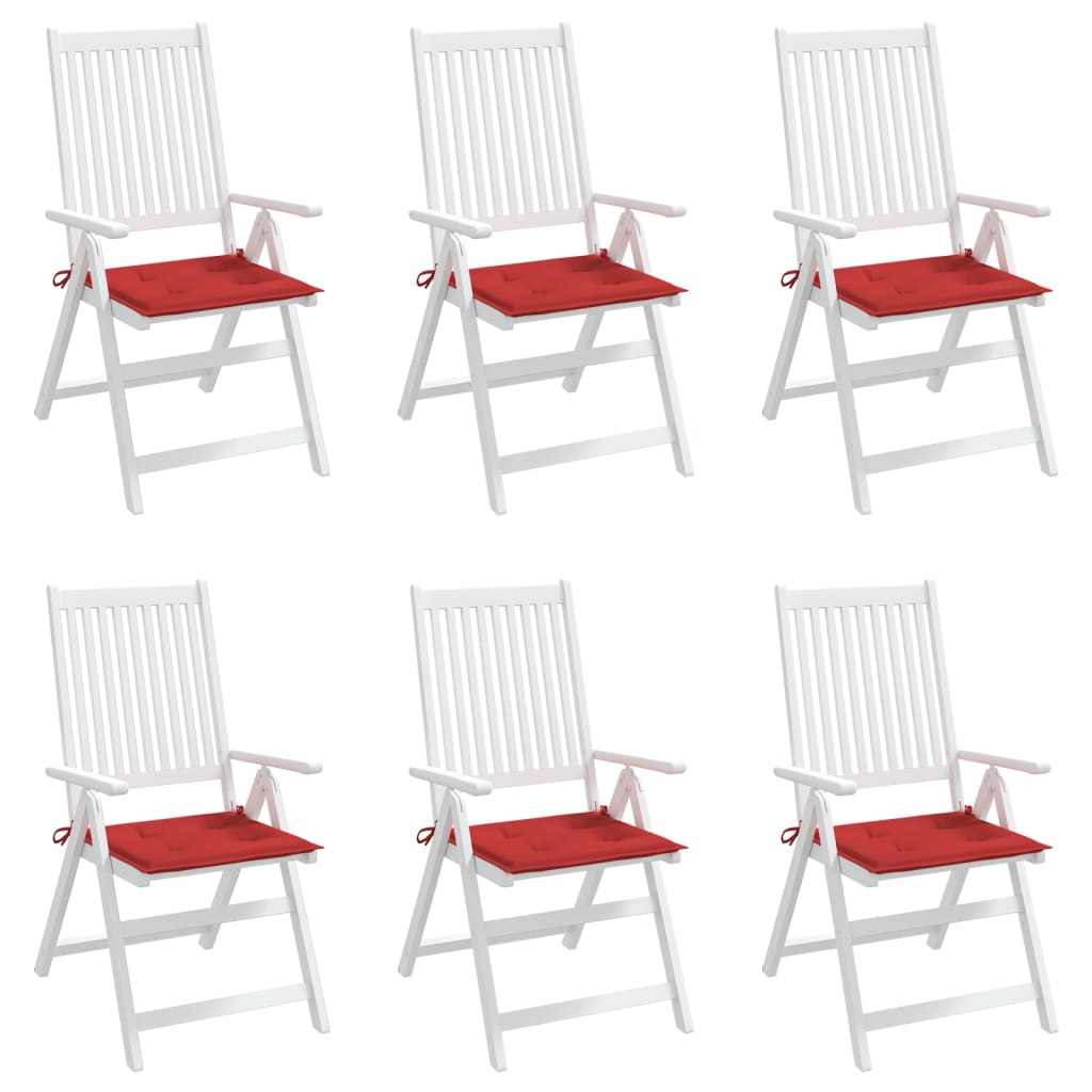 Cuscini per Sedia 6 pz Rossi 50x50x3 cm in Tessuto Oxford