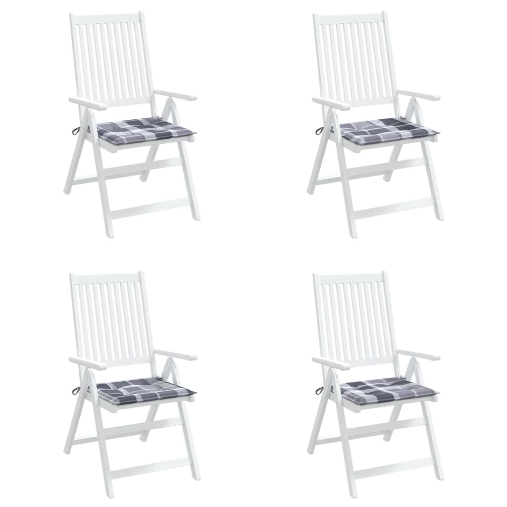Cuscini per Sedia 4 pz a Quadri Grigi 50x50x3 cm Tessuto Oxford