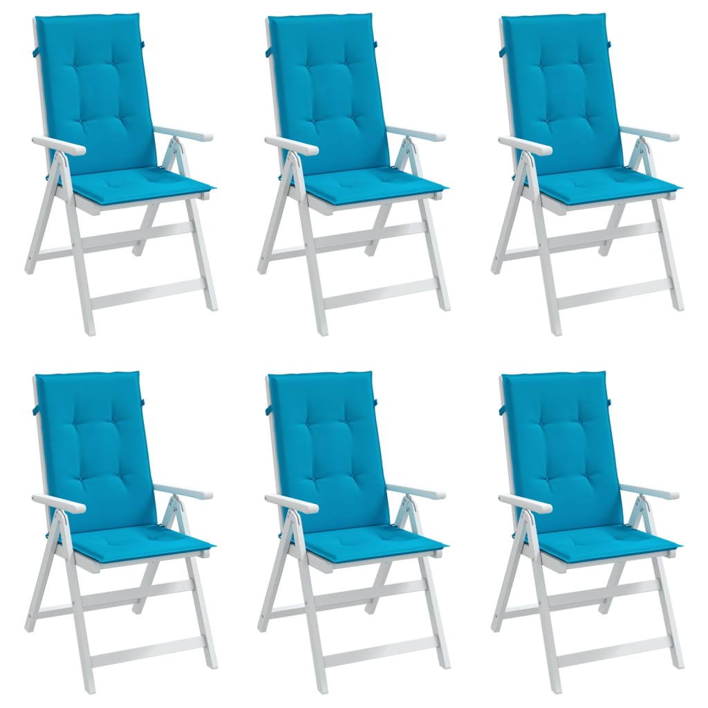 Cuscini per Sedie 6 pz Blu 120x50x3 cm in Tessuto