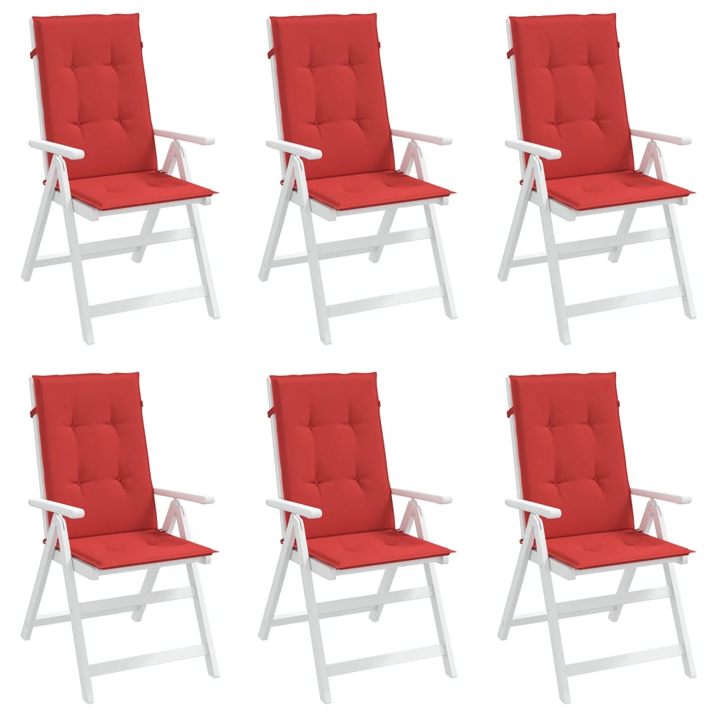 Cuscini per Sedie 6 pz Rossi 120x50x3 cm in Tessuto