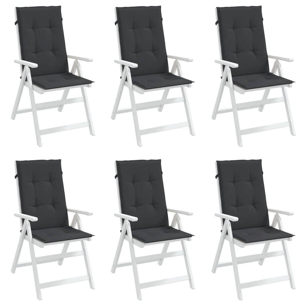 Cuscini per Sedie 6 pz Neri 120x50x3 cm in Tessuto