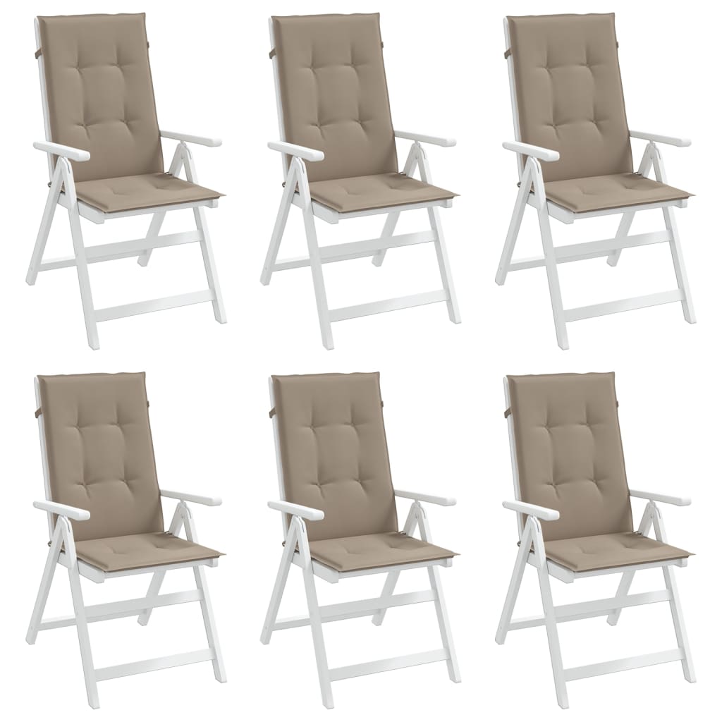 Cuscini per Sedie Alte 6 pz Tortora 120x50x3 cm in Tessuto