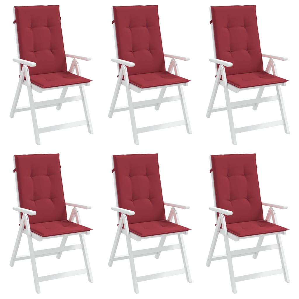 Cuscini per Sedie 6 pz Rosso Vino 120x50x3 cm in Tessuto