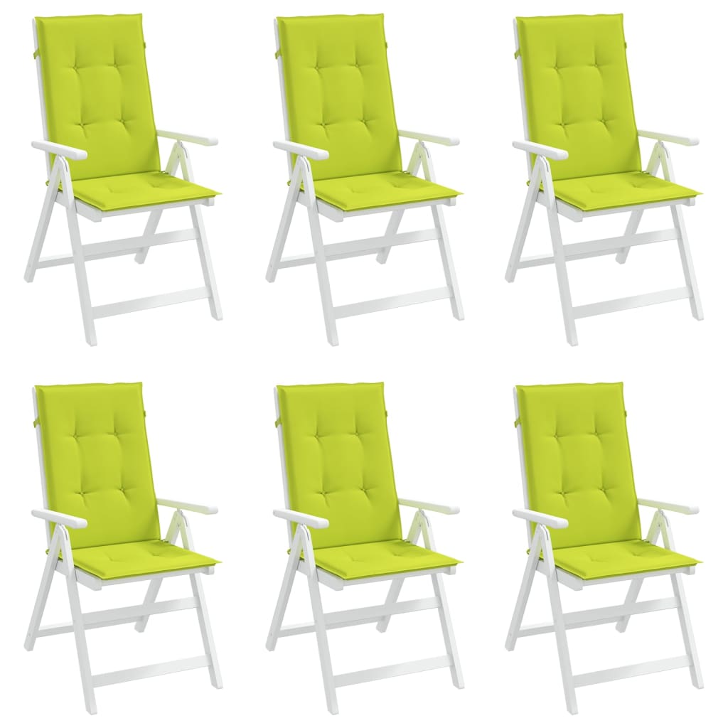 Cuscini per Sedie 6 pz Verde Brillante 120x50x3 cm in Tessuto