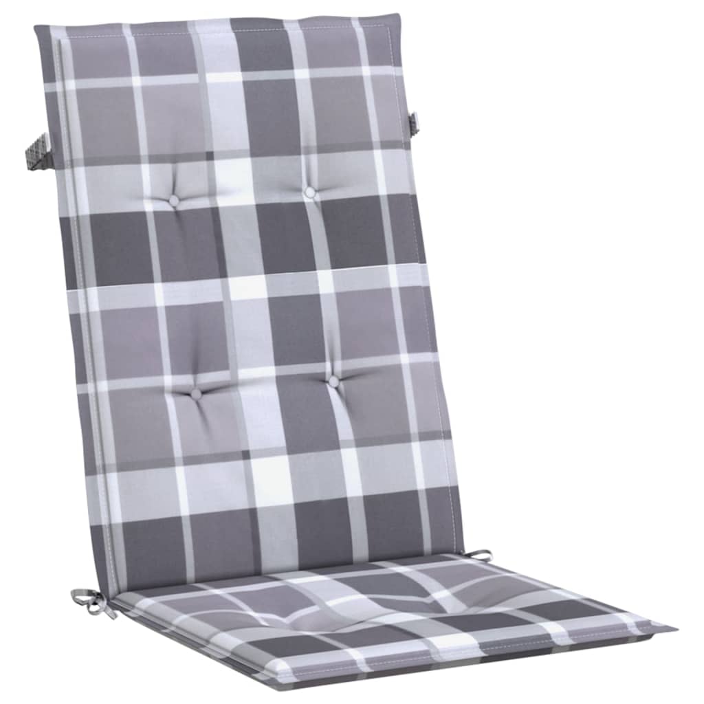 Cuscini per Sedie 2 pz Grigi a Quadri 120x50x3 cm in Tessuto