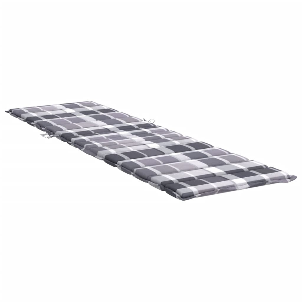 Cuscino per Lettino a Quadri Grigi 200x60x3 cm Tessuto Oxford