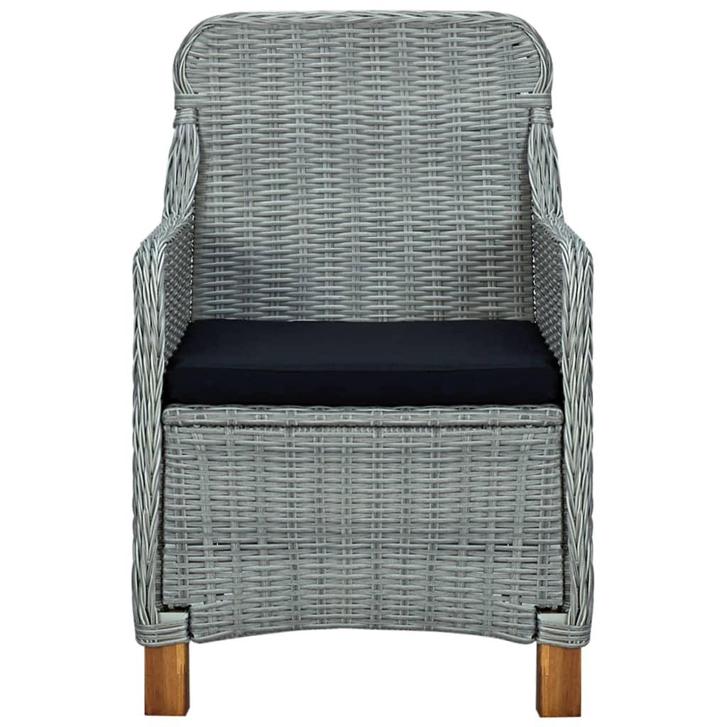 Sedie da Giardino con Cuscini 2 pz in Polyrattan Grigio Chiaro