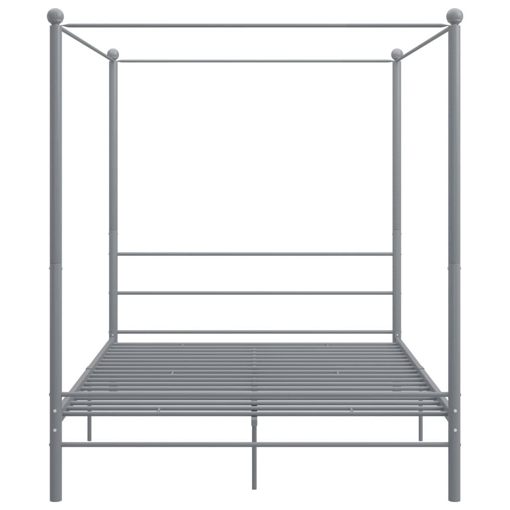 Letto a Baldacchino Grigio in Metallo 160x200 cm