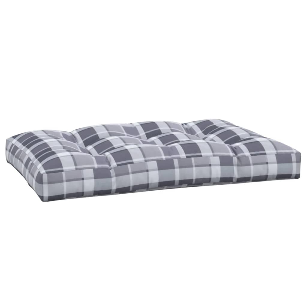 Cuscino per Pallet a Quadri Grigi 120x80x12 cm in Tessuto