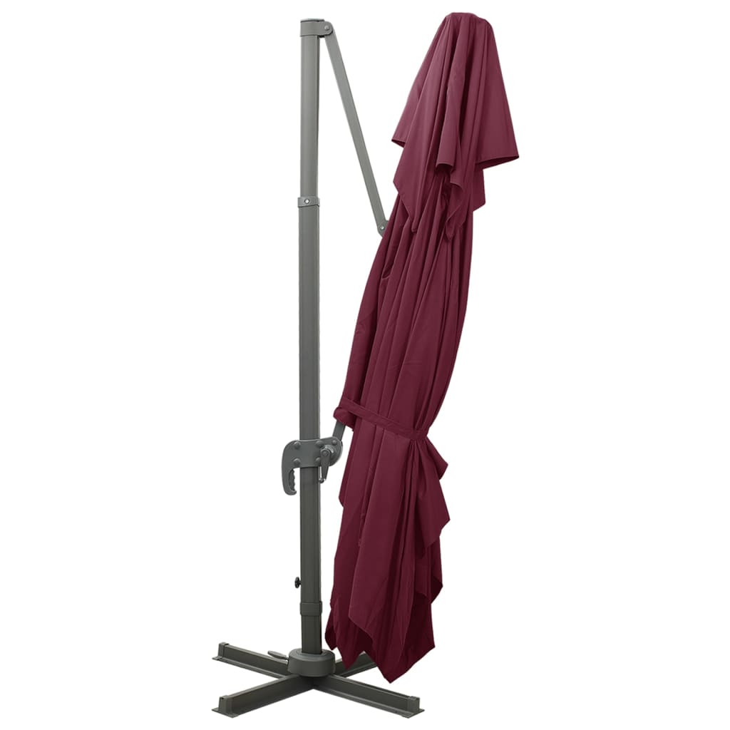 Ombrellone a Sbalzo con Doppia Copertura 400x300 cm Bordeaux