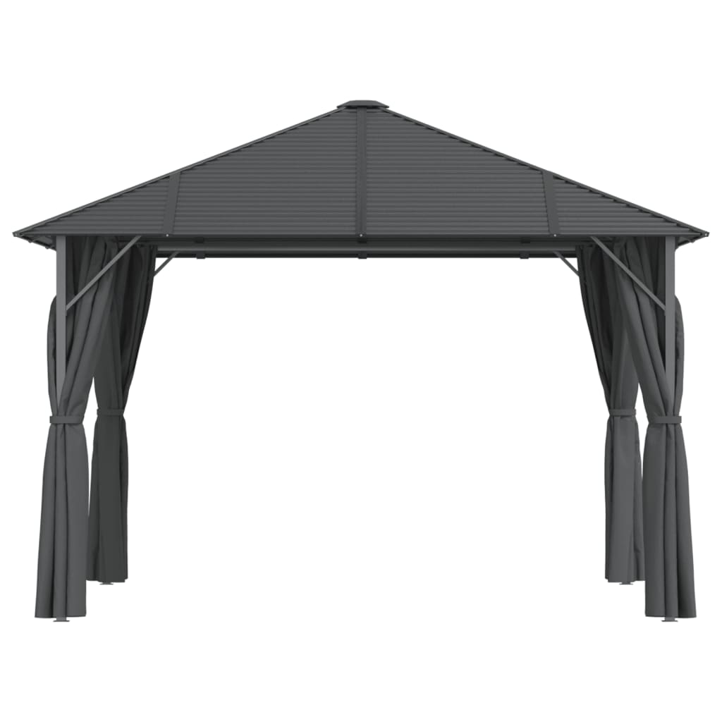 Gazebo con Tende Laterali e Tetto 3x3 m Antracite