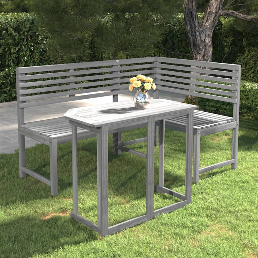 Set da Bistrot 2 pz in Legno Massello di Acacia Grigio