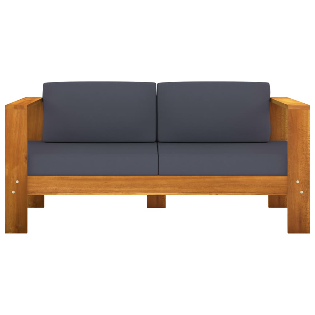 Set Divani Giardino 4 Posti Cuscini Grigi Scuro Massello Acacia