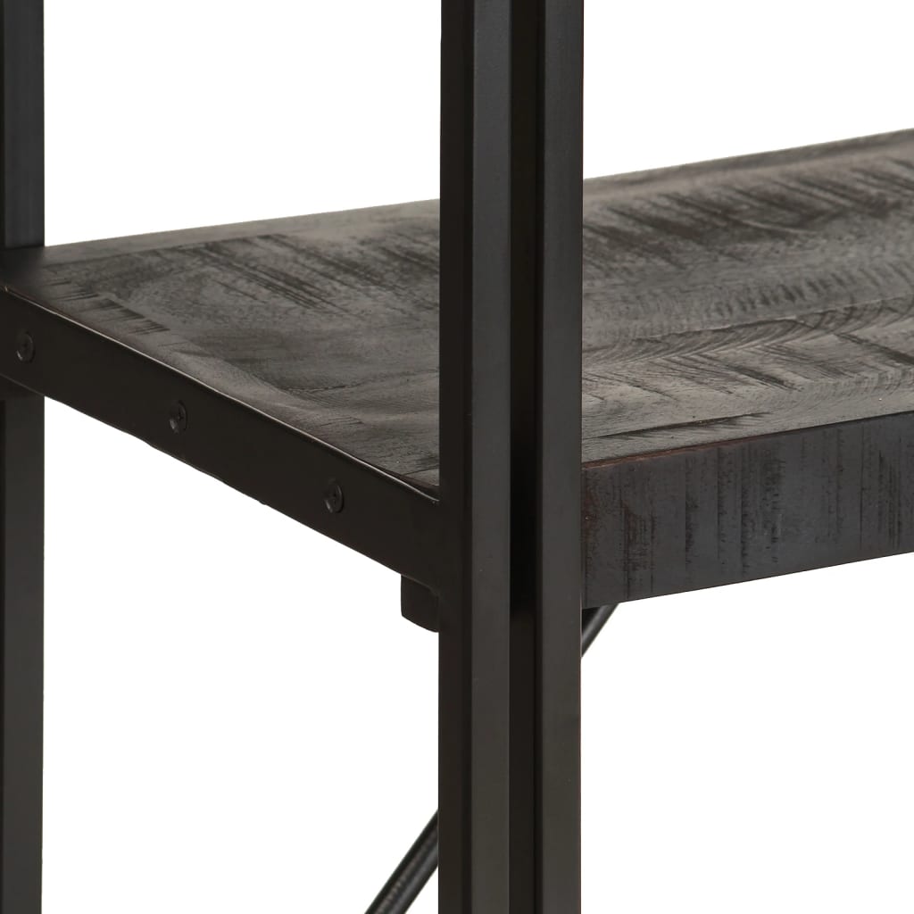 Libreria a 5 Ripiani 90x30x180 cm Nero Legno Massello di Mango