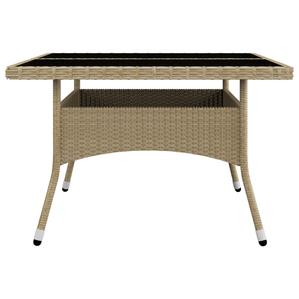 Set da Pranzo da Giardino 9 pz in Polyrattan e Vetro Beige