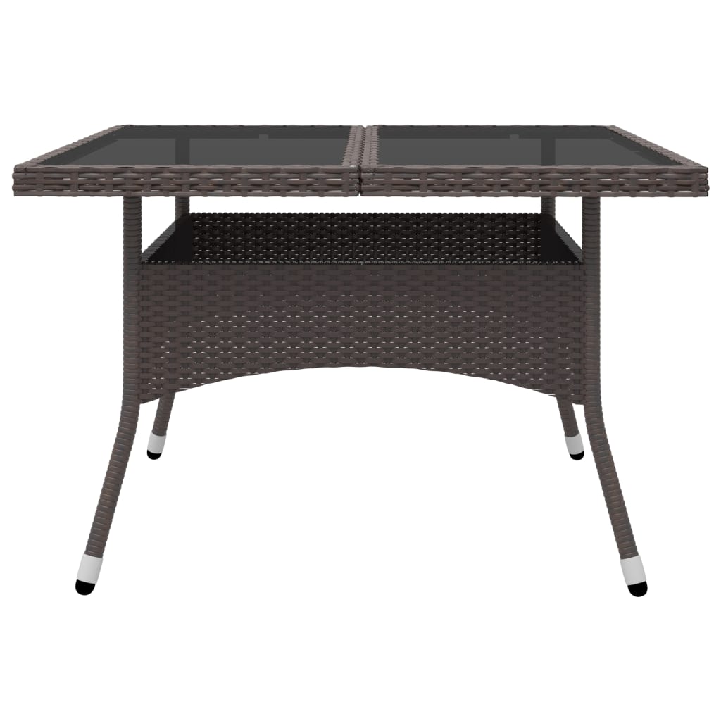 Set da Pranzo da Giardino 9 pz in Polyrattan e Vetro Marrone