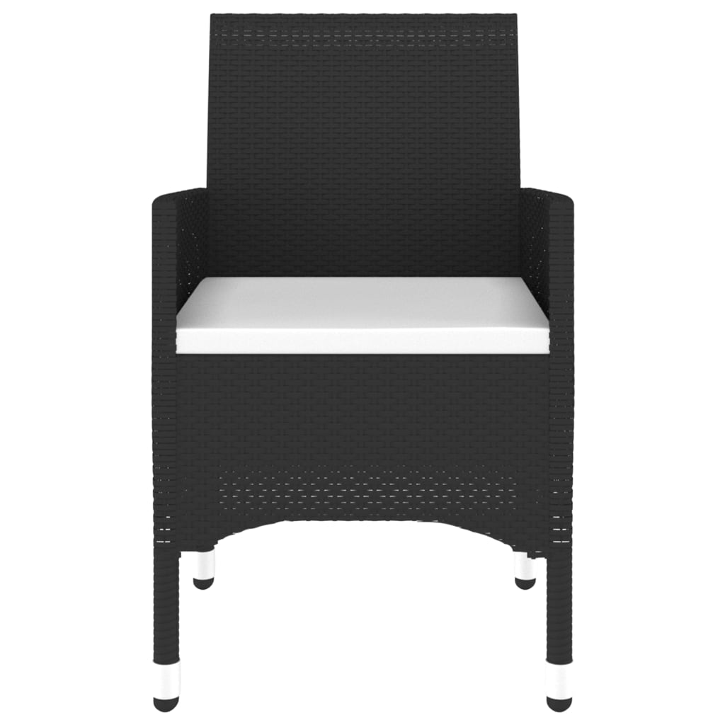 Set da Pranzo Giardino 7 pz Polyrattan e Vetro Temperato Nero