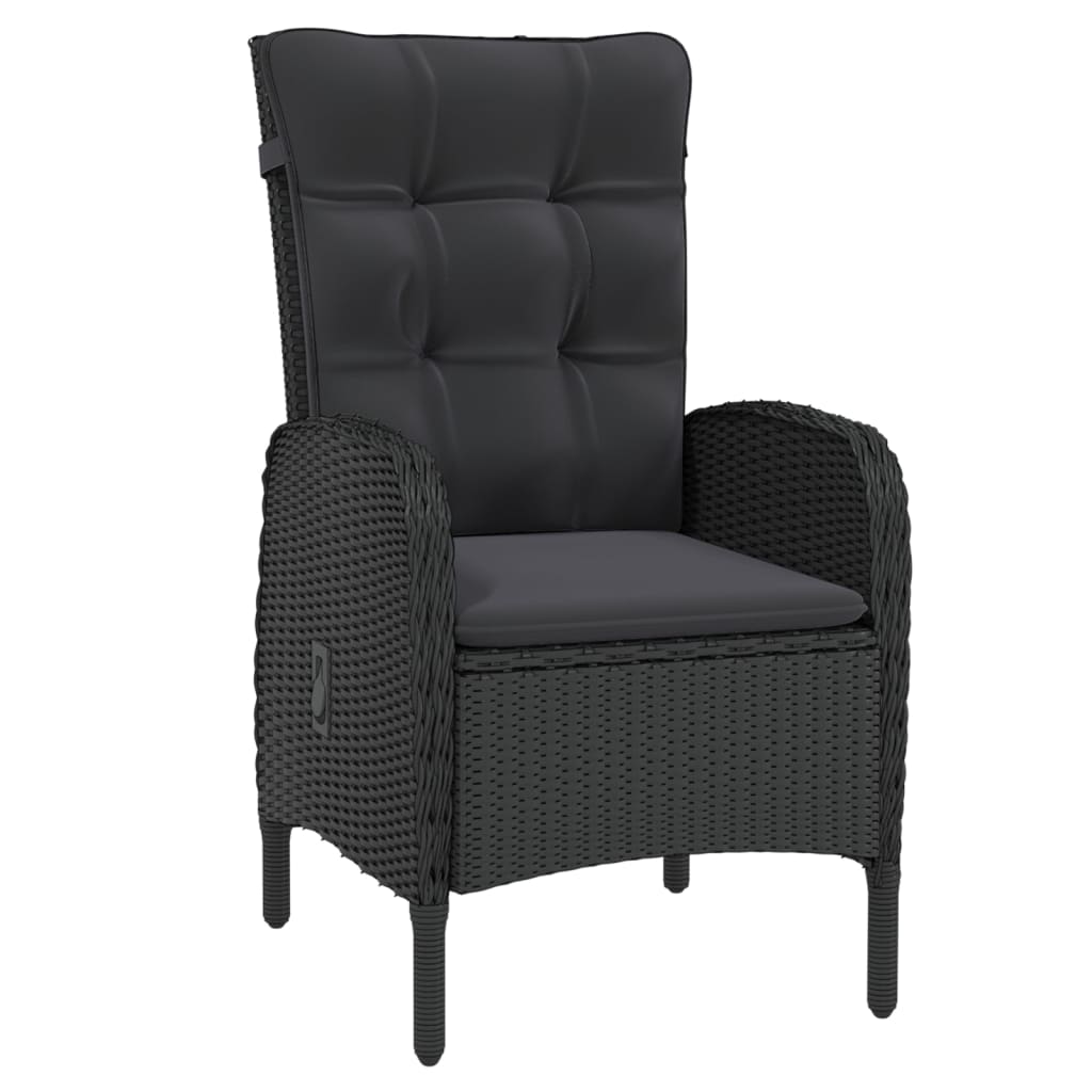 Set da Pranzo per Giardino 7 pz in Polyrattan Nero