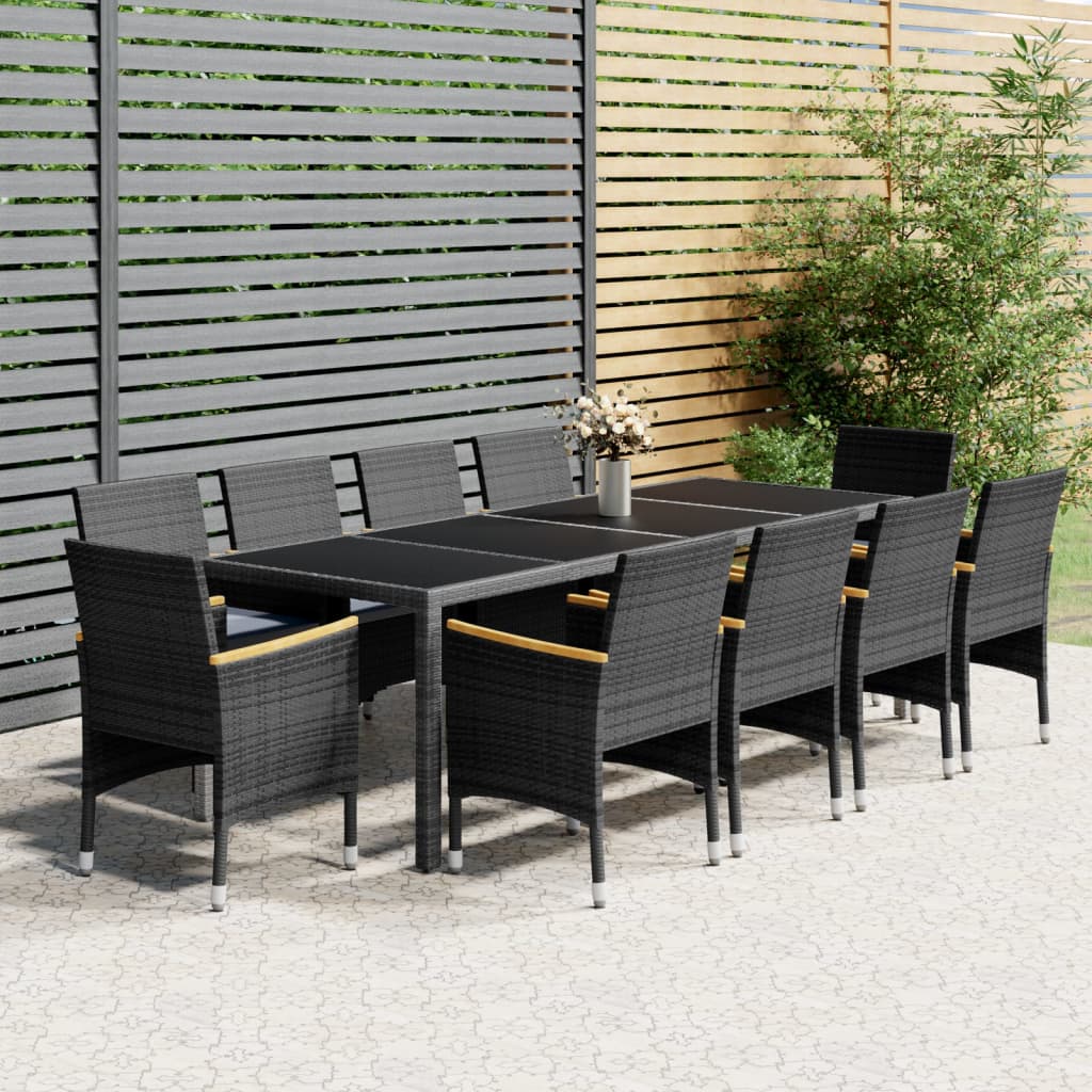 Set Pranzo da Giardino 11pz in Polyrattan Grigio