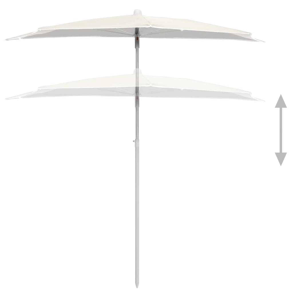 Ombrellone Semicircolare da Giardino con Palo 180x90 cm Sabbia