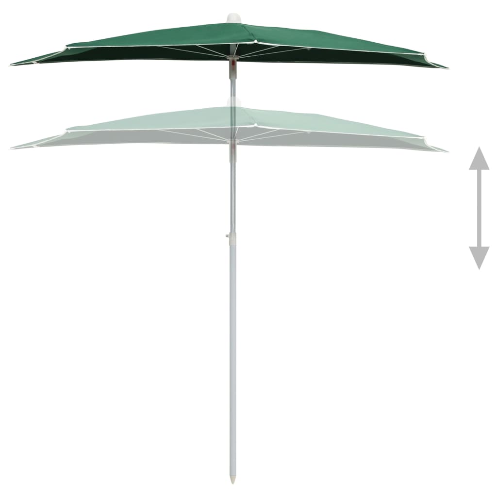 Ombrellone Semicircolare da Giardino con Palo 180x90 cm Verde