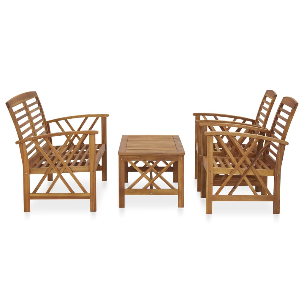 Set Divani da Giardino 4 pz in Legno Massello di Acacia