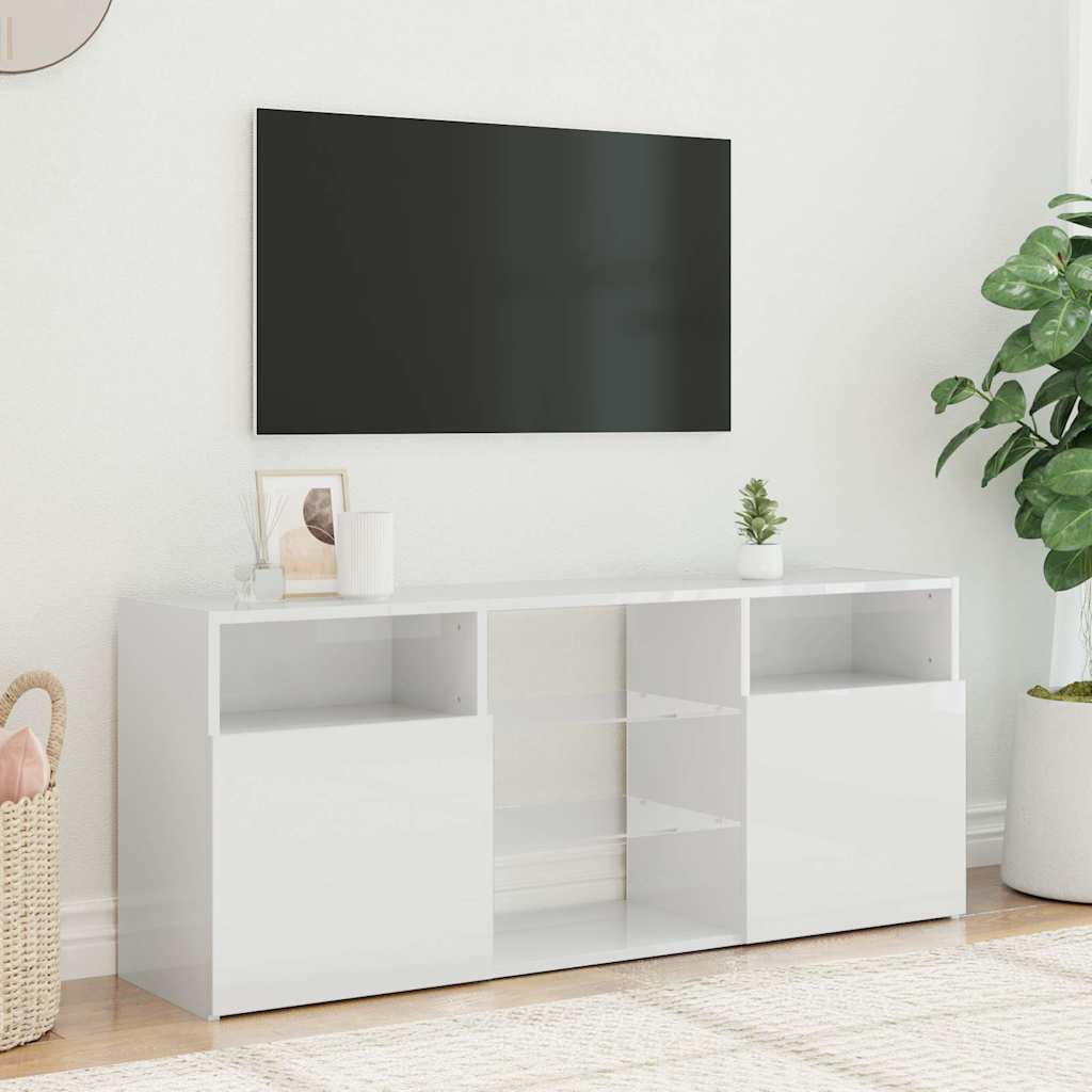 Mobile Porta TV con Luci LED Bianco Lucido 120x30x50 cm