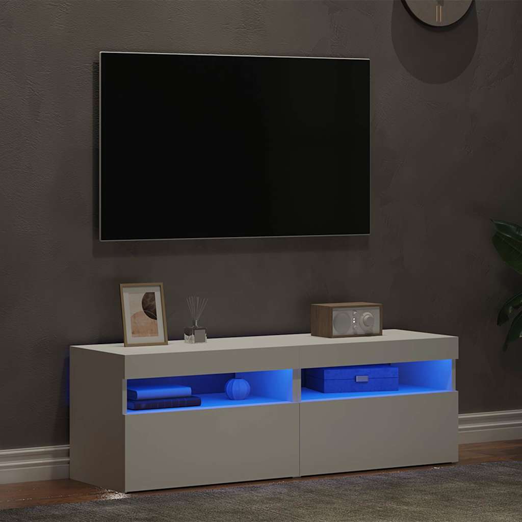 Mobili Porta TV con Luci LED 2 pz Bianchi 60x35x40 cm