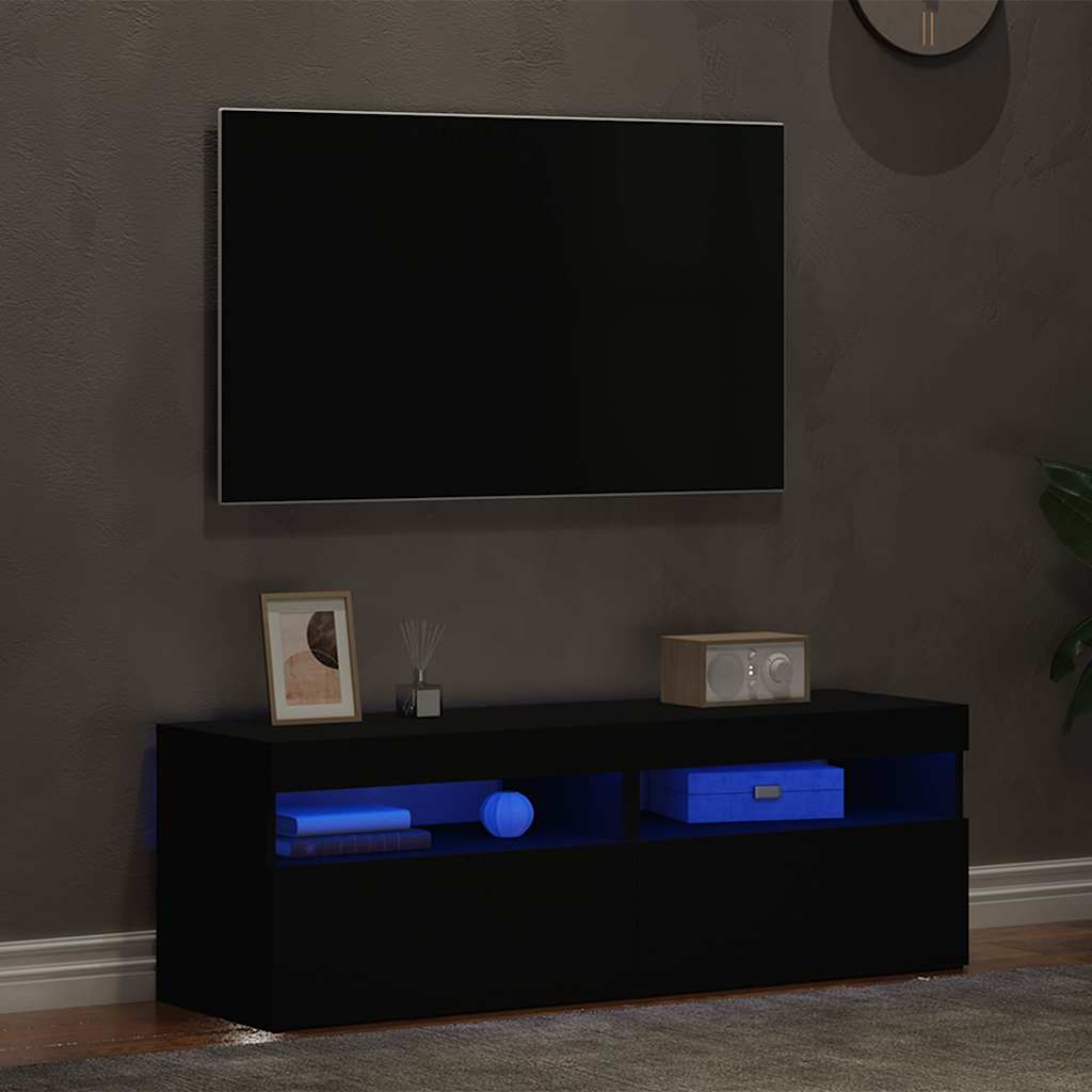 Mobili Porta TV con Luci LED 2 pz Neri 60x35x40 cm