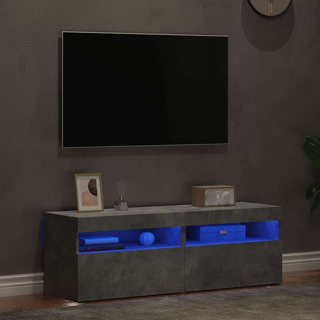 Mobili Porta TV con Luci LED 2 pz Grigio Cemento 60x35 cm