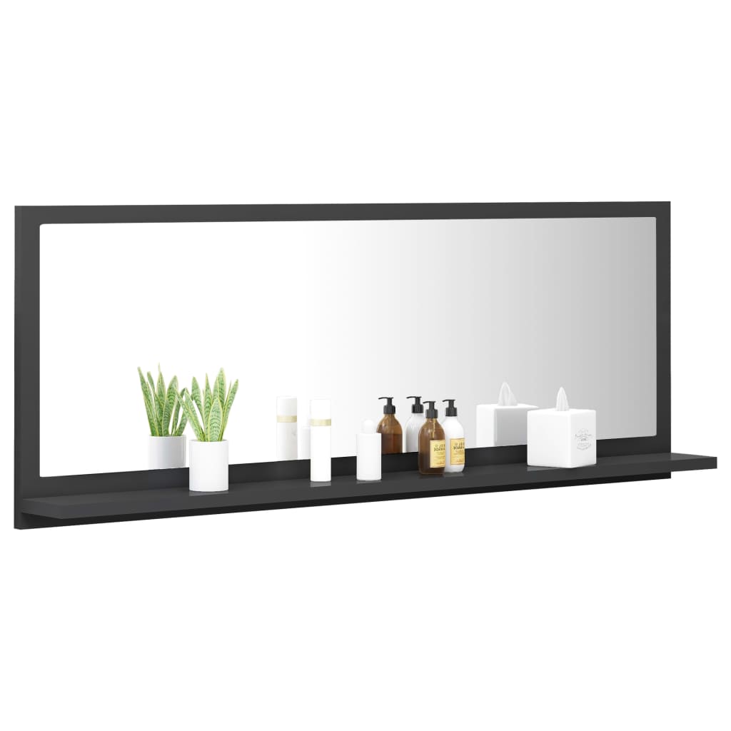 Specchio da Bagno Grigio 100x10,5x37 cm in Legno Multistrato